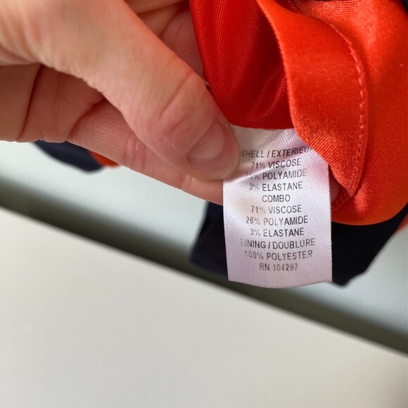 🟢 Milly Of New York Poppy Orange Blue Long Sleeve Color Block Mod 60's Dress - Picture 8 of 9